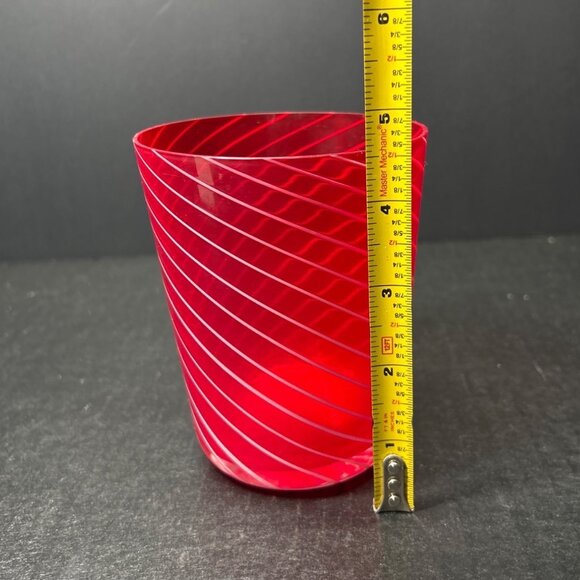 Vintage Blown Swirl Red Cocktail 16 oz Glasses Set of 7  4 1/2" tall 3 3/4" wide - Picture 7 of 8